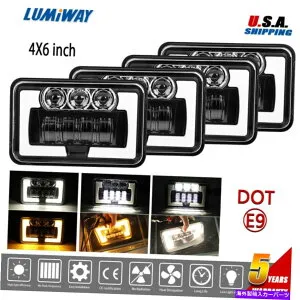 USヘッドライト ケンワースピータービルト357 379 379 379 379 379 4x6 LED Headlights Hi/Low Sealed Beam H4651 For Kenworth Peterbilt 357 379 378【並行輸入品】
