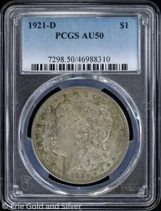 1921-D 1ドル モルガン銀貨 PCGS AU 50