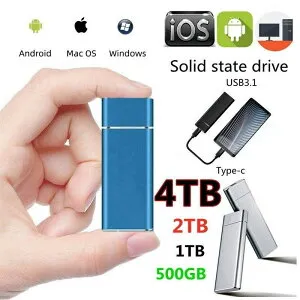 SSD 1TB 外付 ポータブルSSD 2TB-64Gアップグレード高速タイプ 外付けハードディス USB-A/USB-C両対応 500GB 超薄型ポータブル ハードディスク 2TB USB3.1 Type-C 対応 スマホ互換可 耐衝撃