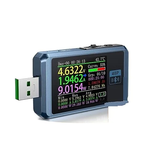USBバッテリーテスター 電圧計 電流計 TYPE-C 急速充電検出 トリガー容量測定 リップルモニター (Color : 48P With BT, Size : 1)