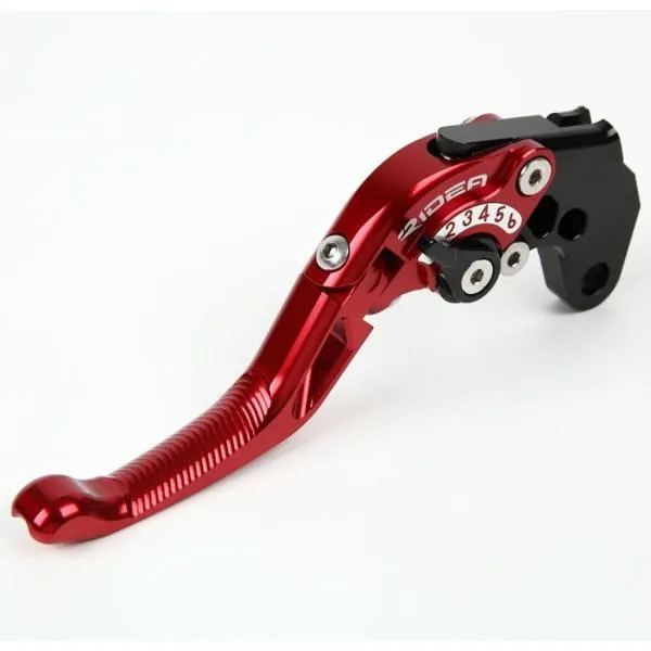 RIDEA リデア 可倒式アジャストショートクラッチレバー アジャストカラー：シルバー / レバー本体カラー：レッド GSX-R1000 GSX-R600 GSX-R750 SUZUKI スズキ