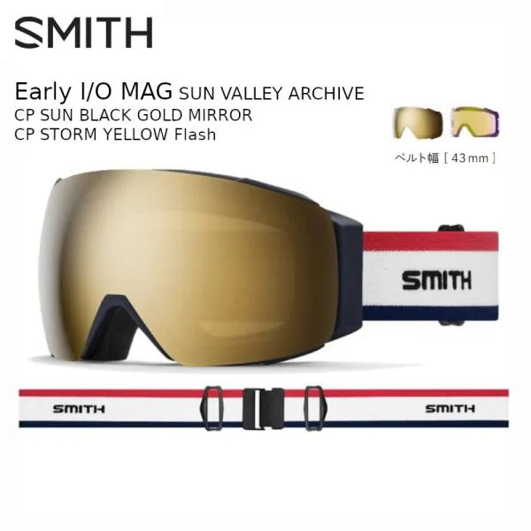 スミス ゴーグル 2025 SMITH Early I/O MAG SUN VALLEY ARCHIVE CP SUN BLACK GOLD MIRROR CP STORM YELLOW アーリーモデル ミディアム ゴーグルソック付