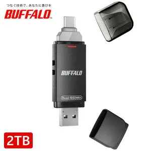 BUFFALO バッファロー 外付けSSD スティック型 Type-C/Aコネクター両対応 高速帯 SSD-SDHU3BA/D 250GB/500GB/1TB/2TB PC スマホ データ移行 ゲーム【PS5/PS4動作確認済】 TV録画対応 送料無料