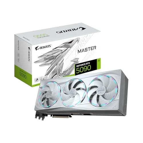 GIGABYTE AORUS GeForce RTX 5090 Master ICE 32Gグラフィックスカード、WINDFORCE冷却システム、32GB 512ビットGDDR7、GV-N5090AORUSM ICE-32GD ビデオカード。