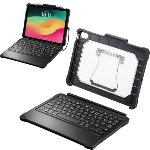 サンワサプライ アウトレット iPadケース キーボード付き 第10世代 10.9インチ 11インチ A16 専用 コンパクト 有線 USB-C接続 テンキーなし パンダグラフ 耐衝撃吸収 SKB-IP6BK