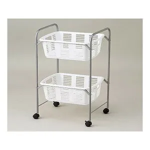 アズワン 脱衣カゴワゴン・ラック2段式 キャスター有り ホワイト 8-5958-02 1