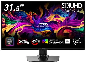 MSI｜エムエスアイ ゲーミング液晶ディスプレイ(31.5型/OLED/4K UHD 3840×2160/240Hz/0.03ms/HDR/HDMI2.1/DP1.4a/USB Type-C) MAG-321UP-QD-OLEDX24