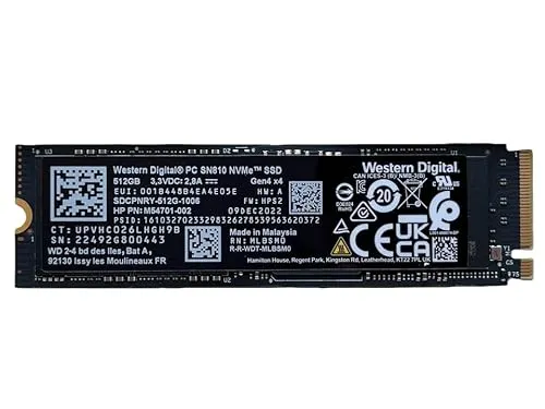 Western Digital WD SSD 512GB PC SN810 M54701-002 PCIe 4.0 NVMe M.2 2280 ソリッドステートドライブ PS5 Dell HP Lenovo ノートパソコン デスクトップ ウルトラブック用/