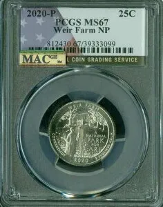 2020 P ウィアーファームズ パーククォーター PCGS MS67 PQ MAC スポットレス *