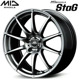 MID WHEELS StaG ホイール1本価格 メタリックグレー7.0J-17インチ 5穴/PCD100 インセット+53【代引不可】