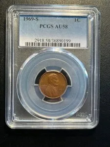 1969年 S リンカーン セント PCGS AU58 スライダータイプ セット コレクターコイン