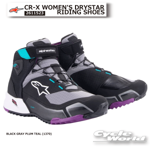 ☆正規品【ALPINESTARS】CR-X WOMEN'S DRYSTAR RIDING SHOES《2611523》BLACK GRAY PLUM TEAL (1370) スニーカー ツーリング ライディング シューズ ストリート 女性用 レディース 防水 アルパインスターズ イタリア