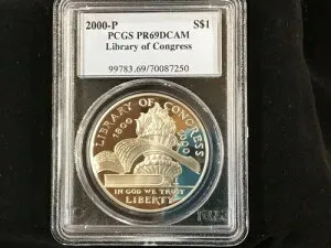 2000-P 議会図書館銀貨 PCGS PR69DCAM ジェムプルーフ B0504