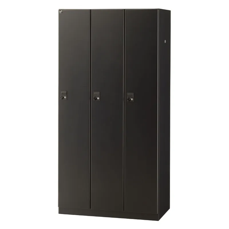 【抗菌加工】3人用ブラックロッカー(ダイヤル錠) 幅900×奥行515×高さ1800mm BKL-3-DBK 国産 完成品 【SIAA】