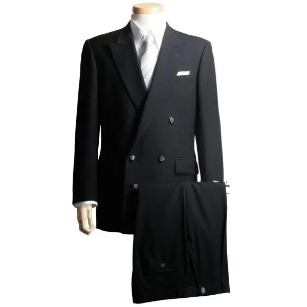 フォーマルスーツ 大きいサイズ メンズ ダブル 礼服 3シーズン アジャスター付 黒 ブラック R6061