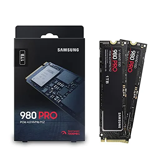 SAMSUNG 980 PRO 2TB (1TB x 2) PCIe SSD - 7,000 MB/s 4.0 x 4 M.2 NVMe Gen4 内蔵型ゲーミングソリッドステートドライブ ノートパソコン デスクトップ 暗号化チアマイニング用 V-NAND