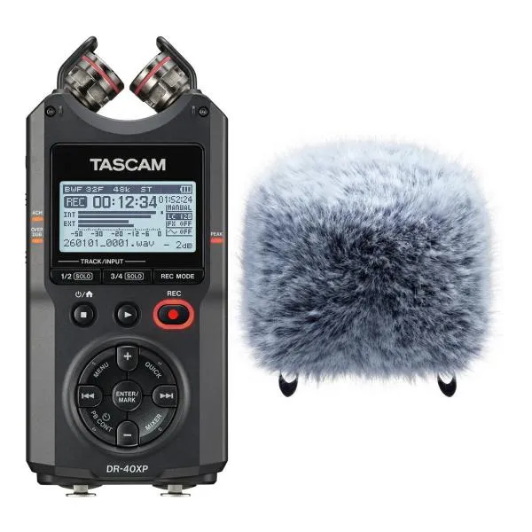 TASCAM DR-40XP+WS-86 可動式マイク XLR/TRS入力搭載 32ビットフロート録音対応 4ch ポータブルレコーダー/ウインドスクリーン付