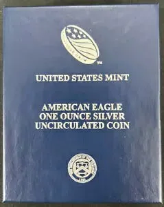 2014 W アメリカン イーグル 未流通 1 オンス シルバー コイン 0.999 箱 + COA 付き