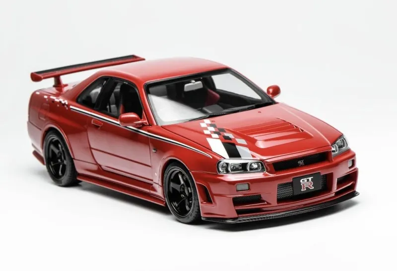 MOTORHELIX(モーターヘリックス) 新品 ミニカー 1/18 Nissan Skyline GT-R (R34) CUSTOMIZED VERSION Active Red with Livery [M83426]