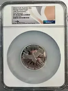 2024 P125 3オンス シルバー オーストラリア ウェッジテールイーグル FR NGC PF 70 メルカンティ署名入り
