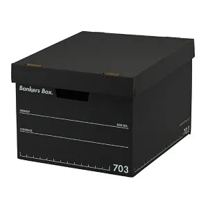 フルブラック特別価格！！3/2～5/31 バンカーズボックス 703s Bankers Box レギュラーサイズ Fellowes おしゃれ 蓋付き 収納ボックス 頑丈 で 安い 白 黒 段ボール製 引き出し 本 洋服 CD A4 書類 スニー