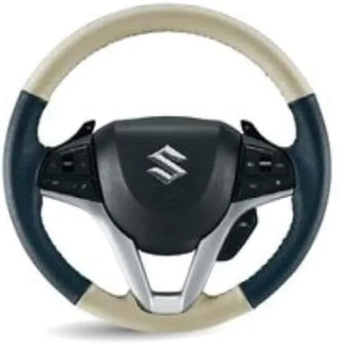 【スズキ純正】ハスラー (SUZUKI HUSTLER)【本革ステアリングホイールカバー】ハンドルカバー【裁縫タイプ】色：2トーン【ダークブルー/ライトグレー】適合：【MR52S /MR92S】//【G】2020年01月~