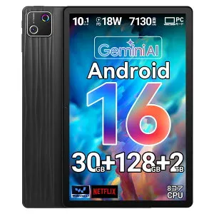 HiGrace Android16 タブレット 10インチ 18WPD急速充電 Wi-Fiモ6デル 30GB+128GB+2TB拡張 7130mAh 8コアCPU 1.8GHz PCモード 1280*800 IPS画面 RGBライト搭載+Widevine L1+GMS認証 アンドロイド OTG 無線投影 顔認識 日本語