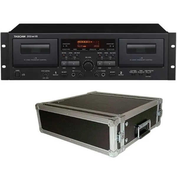 TASCAM(タスカム) 202MKVII と 国産 ARMOR 3Uラックケースセット ◆ 業務用ダブルカセットデッキ【4月10日時点、在庫あり 】