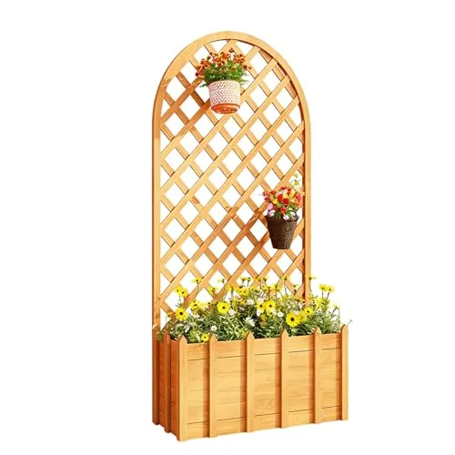 JTKXM プランターラティス プランターフェンス トレリス付き 耐圧 耐摩耗性で重い鉢も安心 ガーデンプランター 耐高温暴晒 防腐防潮で屋外耐久 美観デザインと安全無害素材 厳選輸入原材使用 複数サイズ＆豊富カラーバリエーション サイズ 軽量設計 プラン