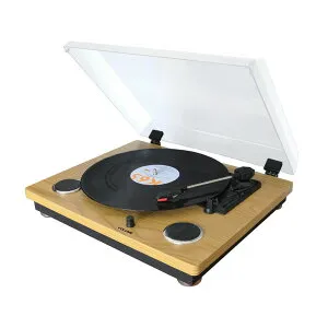 WINTECH ステレオスピーカー搭載レコードプレーヤー KRP-206S ダストカバー ACアダプター付属 PCデータ転送