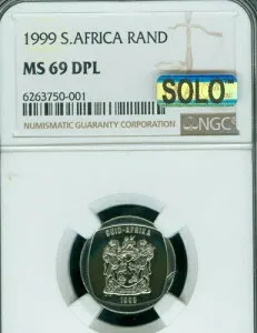1999年 南アフリカ 1ランド NGC MS69 DPL MAC SOLO 最高グレード＆スポットレス 希少品 *
