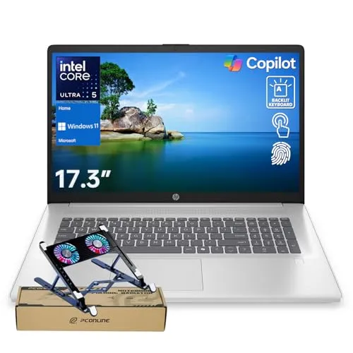 HP Business Copliot AI ノートパソコン 17.3インチ HD+ タッチスクリーン Ultra 5 255U 32GB DDR5 RAM 1TB SSD Wi-Fi 6 Win11 Home バックライトキーボード ウェブカメラ 指紋リ