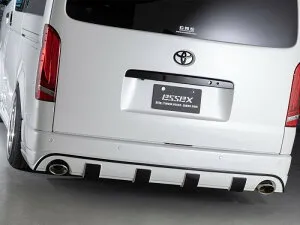 CRS ESSEX LEGARE ワイド用 リアバンパースポイラー FRP製 両側出し(左右) 未塗装 ハイエース 200系 2004年8月～ 1型 2型 3型 4型 5型 6型 7型 8型 ワイドボディ 個人宅不可 沖縄・離島は要確認