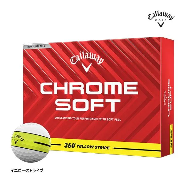 キャロウェイ ゴルフ クロムソフト360° イエローストライプ 24年モデル ボール 1ダース 12球 Callaway Golf CHROME SOFT 360° YELLOW STRIPE BALL 25EB