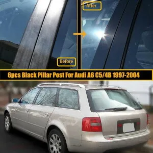 6ピース ブラック ピラー ポスト トリム デカール カバー 適用: アウディ/AUDI A6 C5/4B 1997-2004 C6/4F 2005-2011 BC 列 パネル エクステリア アクセサリー 6ピース SR-BB-4115 Exterior parts for cars