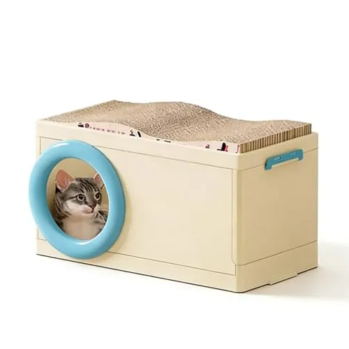 JTKXM 猫 爪研ぎ 猫ケージ ペット 猫 ハウス ペットハウス 取り外し可能設計・防水素材 品質環境素材で安全快適 丈夫 透明窓付き収納棚 キャットハウス 通気性 耐久 ネコ ゲージ 屋内 ベランダ アウトドア対応 ストレス解消 猫爪研ぎ板付き 経済的