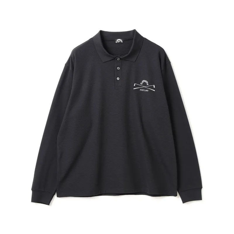 [値下げしました] ビームスゴルフ BEAMS GOLF ORANGE LABEL 別注 JONES ロングスリーブ ワッフル ポロシャツ ブラック 19 メンズ