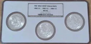 NGC MS65 モルガン銀貨セット 1882 1883 1884 CC カーソンシティ ブレイジング UNC