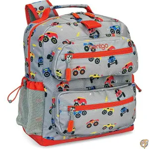 【5日最大1500円クーポン】Bentgo Kids Backpack - Lightweight 14 in Unique Prints for School, Travel, & Daycare Roomy Interior, Durable Water-Resistant Fabric, Loop Lunch Bag (Trucks)