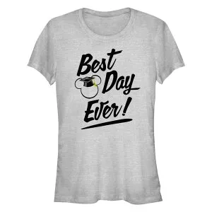 ディズニー レディース トップス Tシャツ グラフィック Disney's Mickey Mouse Best Day Ever Juniors' Fitted Graphic Tee Athletic Heather ヘザー