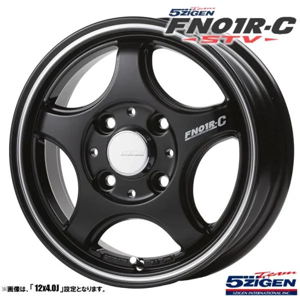 ホイール4本セット 5ZIGEN ゴジゲン FN01R-C STV 12インチ リム幅4.0J インセット+42 4穴 PCD100 マットブラック+マシニングライン JWL-T