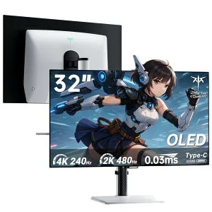 【2,000クーポン＋P最大31.5％還元！】4K UHD 有機ELゲーミングモニター 32インチ IPS OLED デュアルモード(3840×2160@240Hz(FHD 480Hz) 0.03ms応答速度) DisplayHDR True Black 400/1500000:1コントラスト比/sRGB 137%/ KVM V