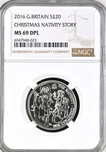 2016年 20ポンド銀貨 クリスマス降誕 NGC MS69 DPL 記念コイン イギリス