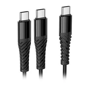 【10本セット】 hoco. X123 2 in1Type-Cケーブル USB-C機器2台同時充電 デスク周り・旅行先でも使える X123-CCC-BKX10