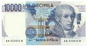 10000 リラ BANCA D'ITALIA ALESSANDRO VOLTA LETTERA A 19/09/1984 FDS-/FDS
