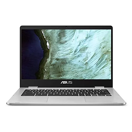 ASUS Chromebook C423、14インチ FHD NanoEdgeディスプレイ、180度ヒンジ付き、Intel Celeron N3350プロセッサー、4GB RAM、32GB eMMCストレージ、ゼロタッチ登録、Chrome OS、シルバー、
