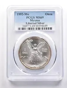 MS69 1992 Mo メキシコ 1 オンザ シルバー リベルタ PCGS *5739