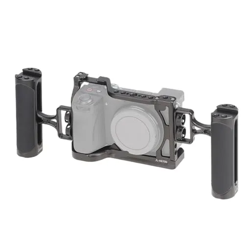 互換性がありますSony A6700 ラビットケージ用 FOTGA DSLR カメラケージ、ハンドル位置決め穴付きビデオ写真リグに対応(Threaded side handle)