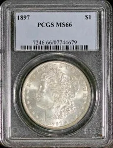 1897年 1ドル銀貨 モルガンドル MS 66 PCGS # 07744679 + ボーナス