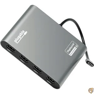 【5日最大1500円クーポン】Plugable USB-C 4K HDMI グラフィック変換アダプタ 4 台のモニタ、100W PD パススルー充電に対応 - ポートを搭載した Windows、Mac M1/M2/M3/M4、ChromeOS システム用 DisplayLink ドライ
